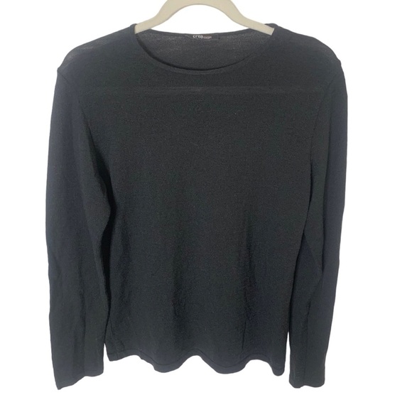Crea Concept Black Minimalist Capsule Wardrobe Black Wool Blend Medium Top - Picture 1 of 4